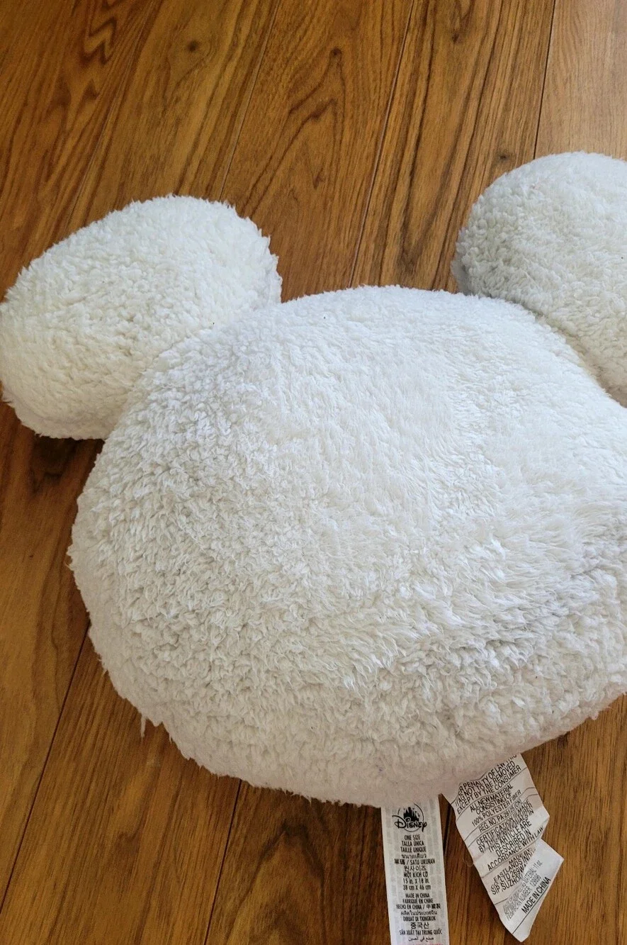 Disney White Plush Mickey Head Accent Pillow